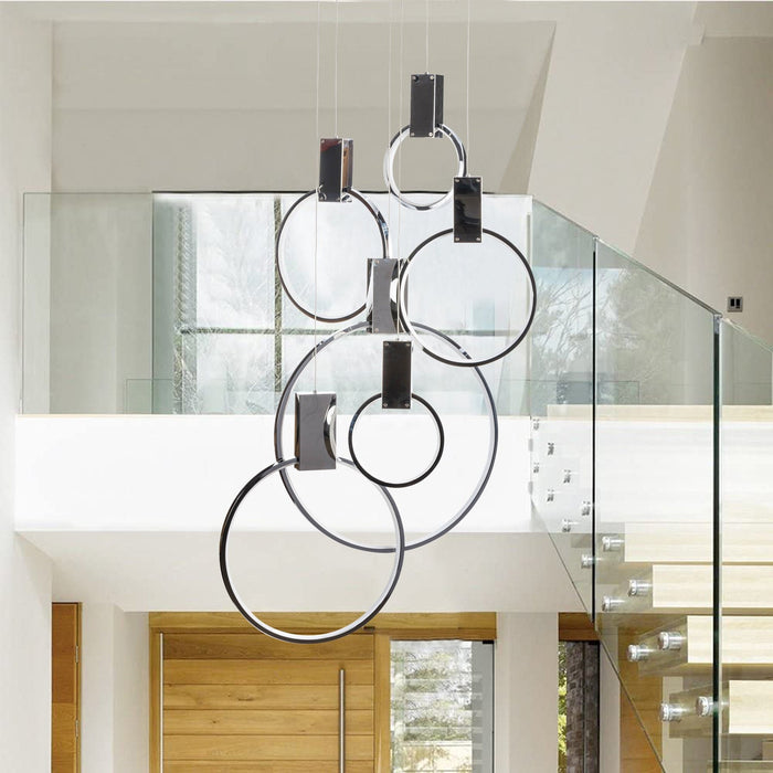 Hong Kong LED Circular Chandelier // Chrome