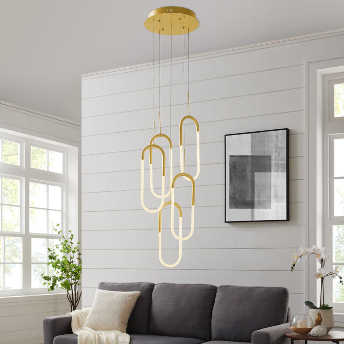 LED Five Clips Chandelier //  Sandy Gold