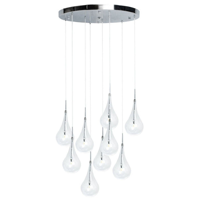 Modern Glass Drops Chandelier // 9 Light