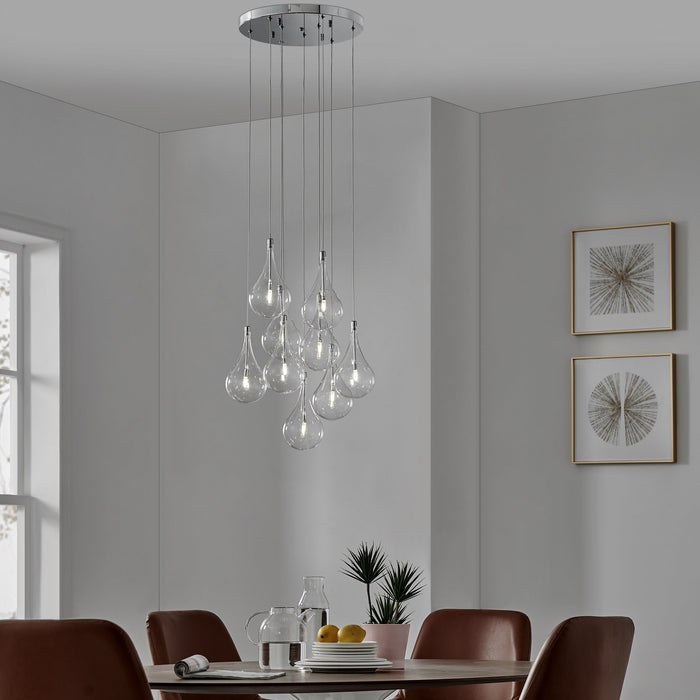 Modern Glass Drops Chandelier // 9 Light