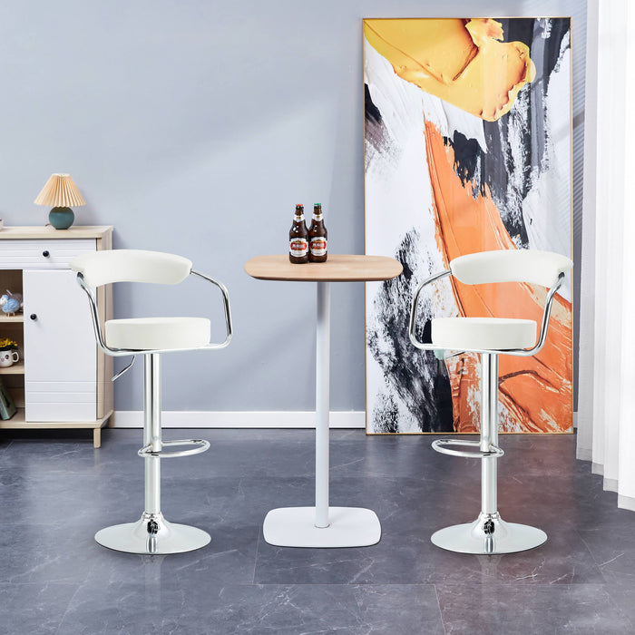 Radiance Rise Chrome - Set of Two Stools // White