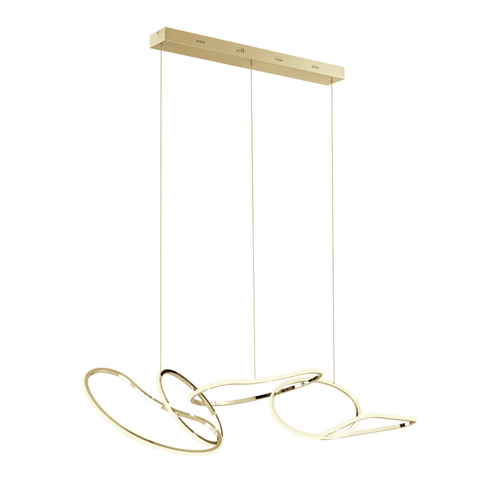 Seoul LED Hoops Rectangular Chandelier // Gold