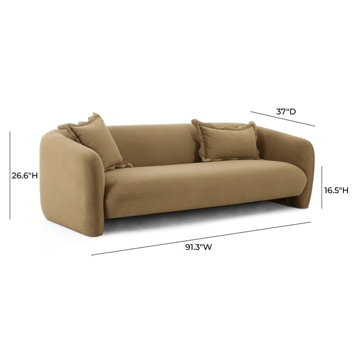 Lou - Cafe Au Lait Performance Velvet Sofa - Light Brown