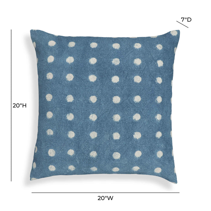 Indigo Dots Cotton 20" Square Accent Pillow