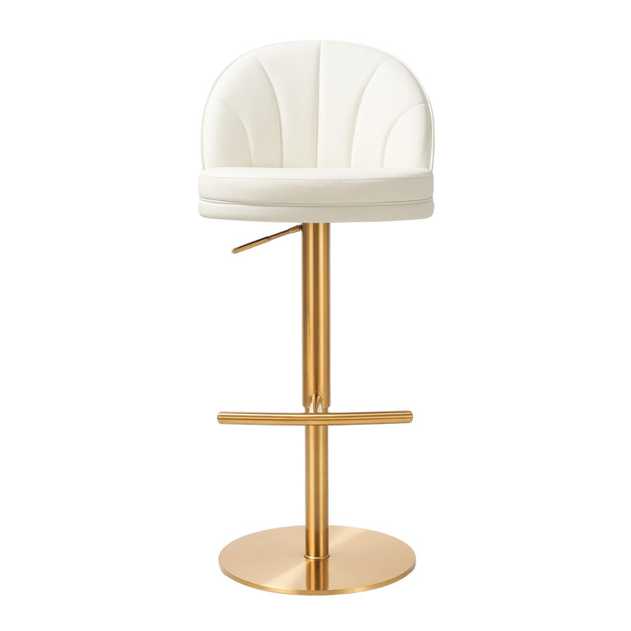 Venus Cream Performance Vegan Leather and Gold Adjustable Swivel Stool