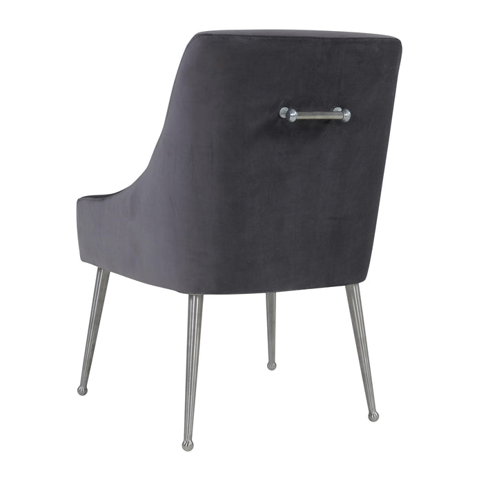 Beatrix Grey Velvet Side Chair with Silver Legs