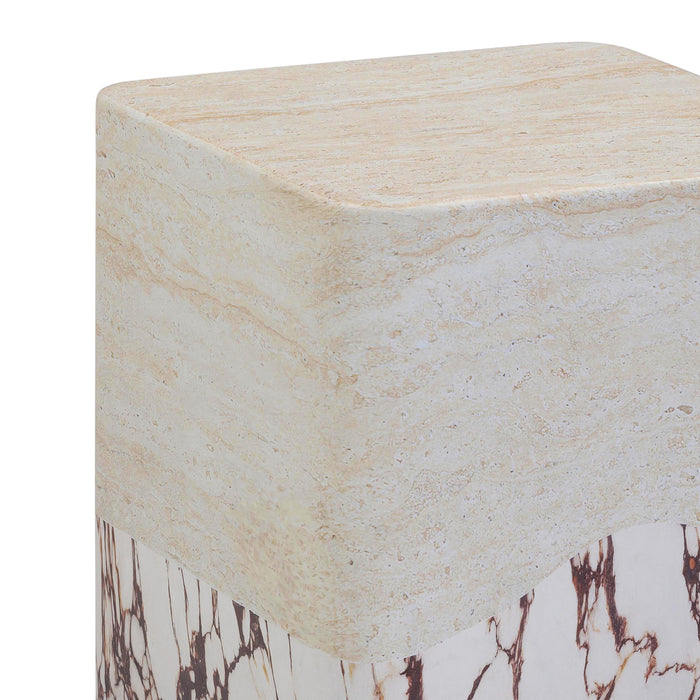 Brut Travertine & Breccia Concrete Indoor / Outdoor Side Table