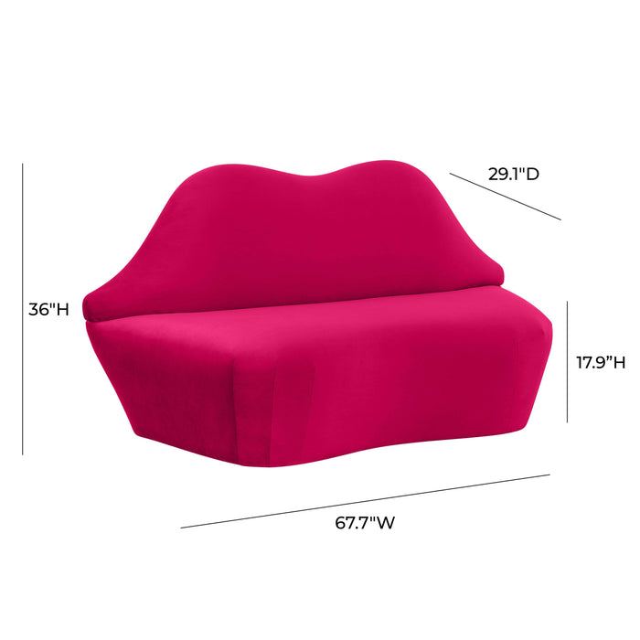 Lips Hot Pink Velvet Settee