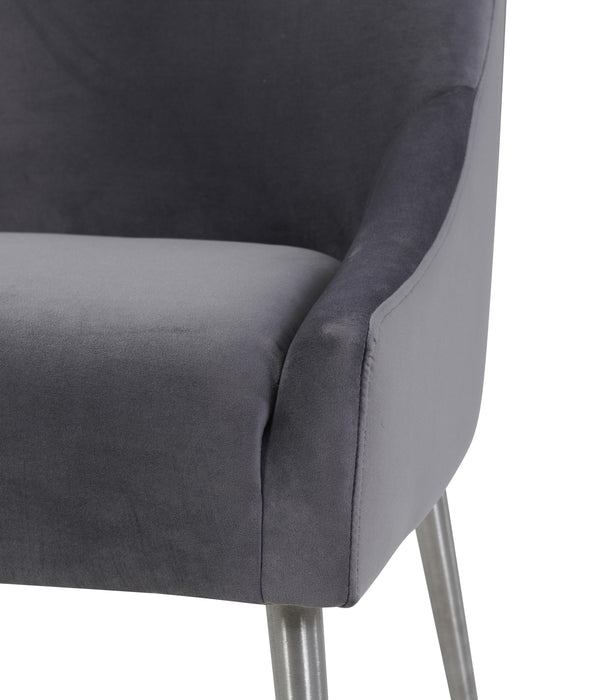 Beatrix Grey Velvet Side Chair with Silver Legs