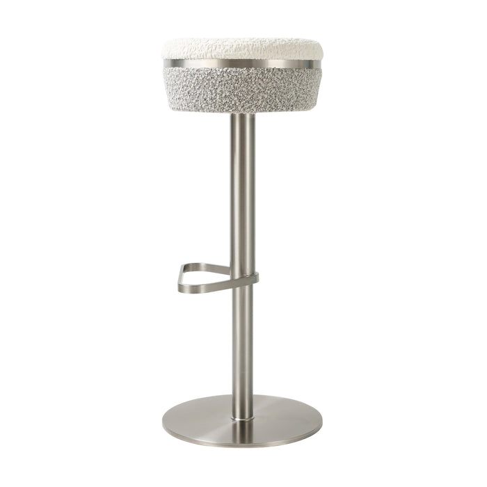 Astro White and Grey Boucle Adjustable Stool