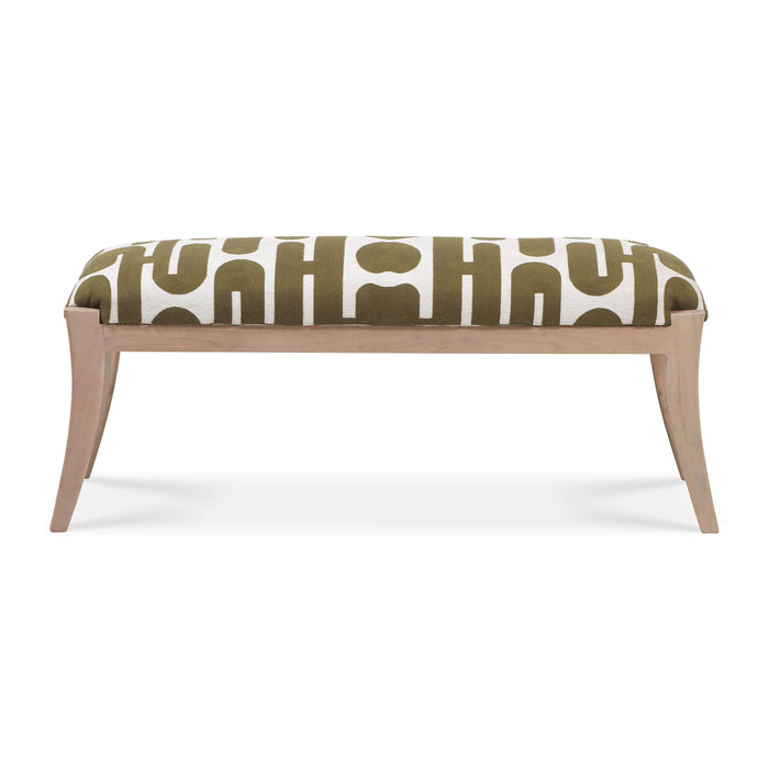 Arielle Olive & White Embroidered Bench