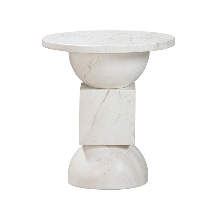 Chip - Marble Print Indoor / Outdoor Side Table - White