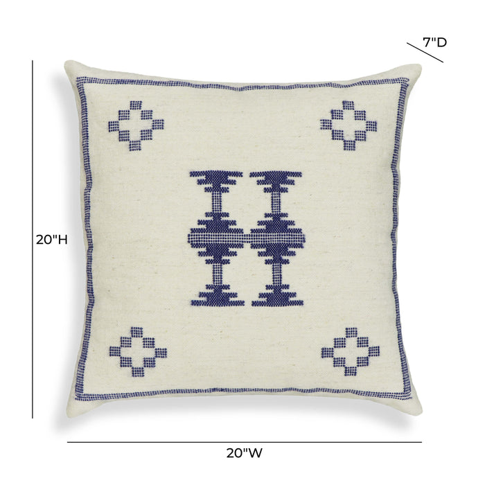 Aztec Cream & Indigo Wool 20" Square Accent Cushion