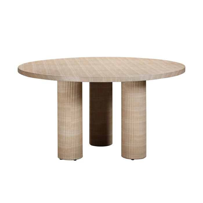 Patti Textured Faux Travertine Indoor / Outdoor Round Dining Table