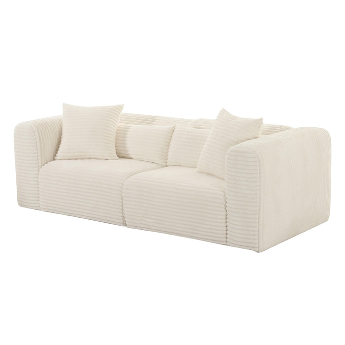 Tarra - Fluffy Oversized Corduroy Modular Loveseat - Cream