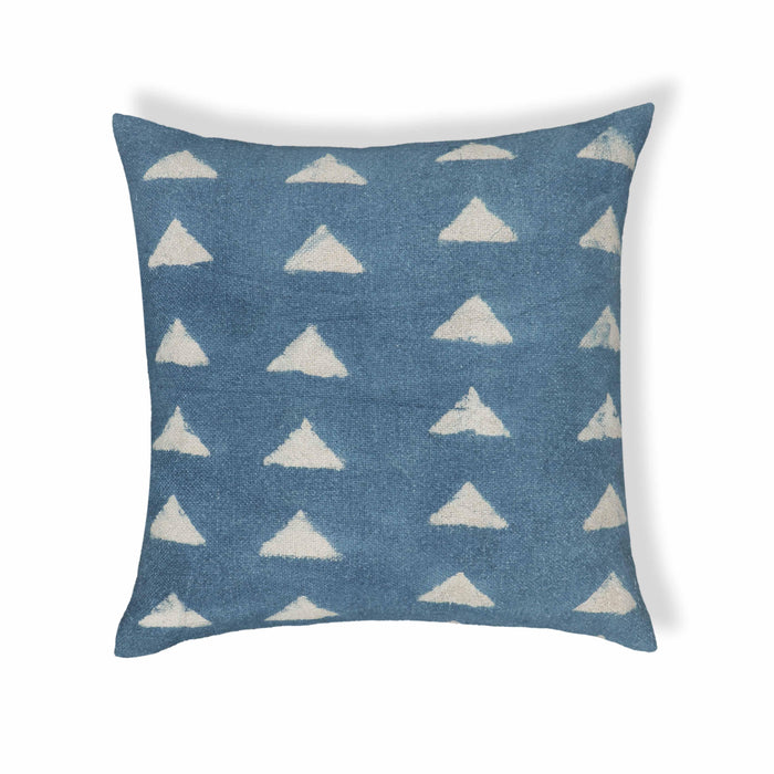 Indigo Triangles Cotton 20" Square Accent Pillow