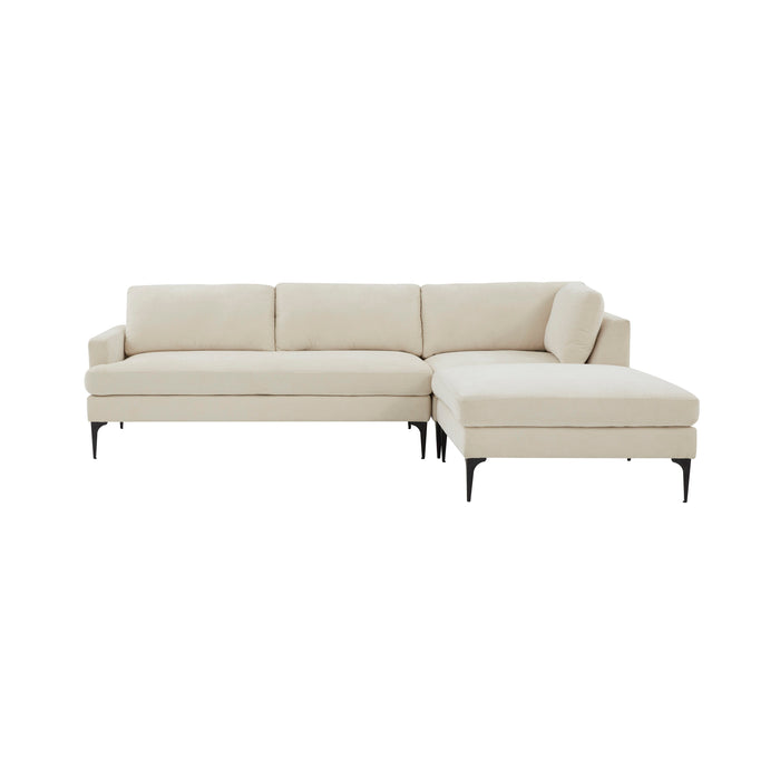 Serena - Velvet Chaise Sectional With Black Legs