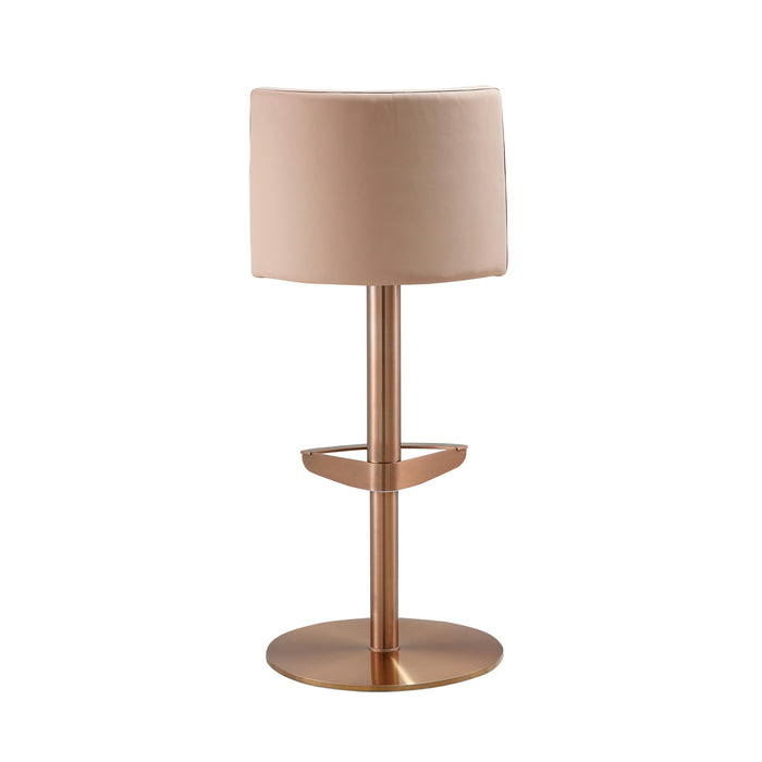 Loosha Cafe Au Lait Performance Vegan Leather and Rose Gold Adjustable Stool