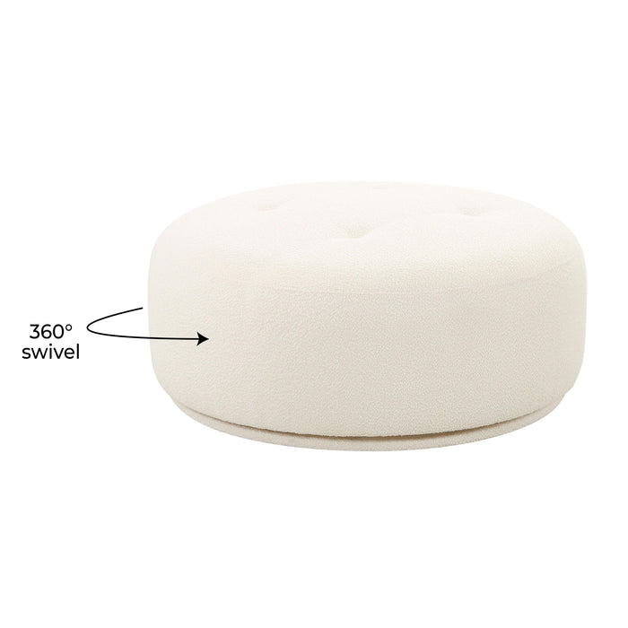 Fickle Cream Boucle Swivel Ottoman