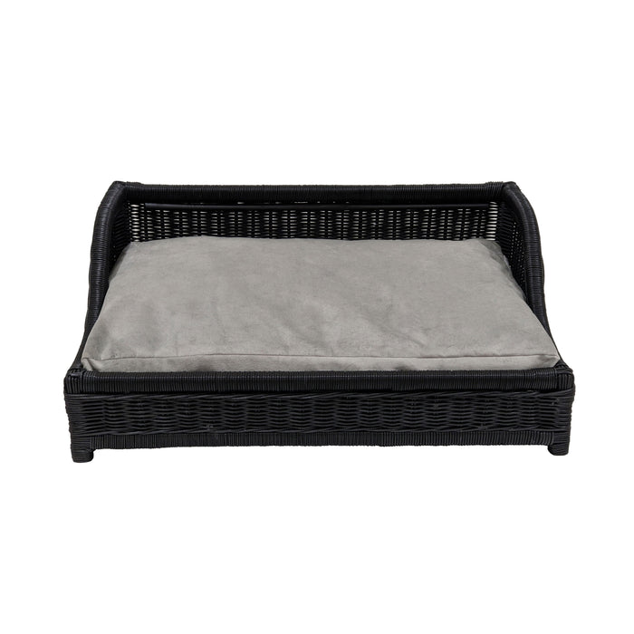 Poppy Black Rattan Small Pet Bed