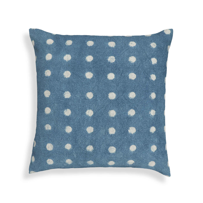 Indigo Dots Cotton 20" Square Accent Pillow