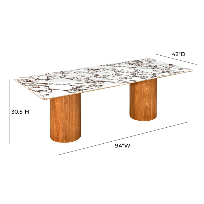 Tamara - Marble Ceramic Rectangular Dining Table - Light Brown