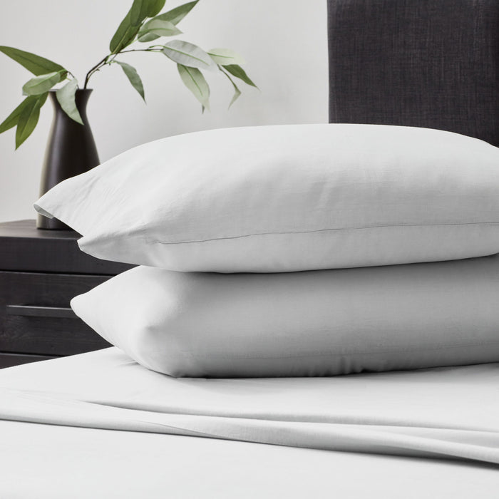 Linen-Weave Cotton - Queen Sheet Set - White