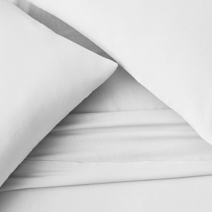 Linen-Weave Cotton - Queen Sheet Set - White