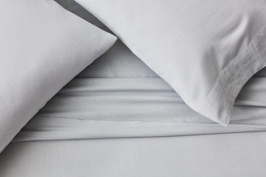 Linen-Weave Cotton - Queen Sheet Set - Fog