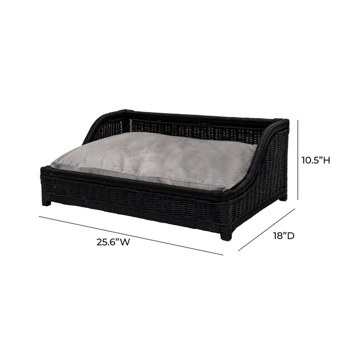 Poppy Black Rattan Small Pet Bed