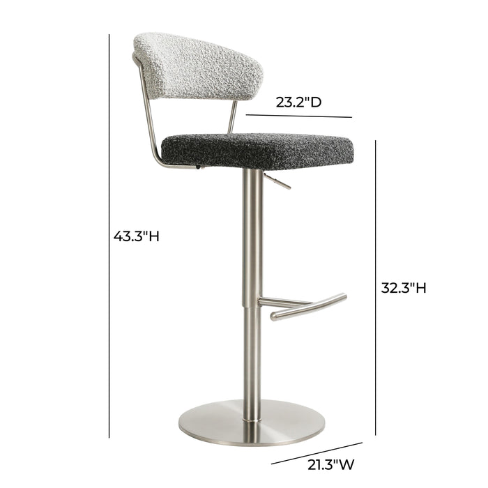 Cosmo Black and Grey Boucle Adjustable Stool