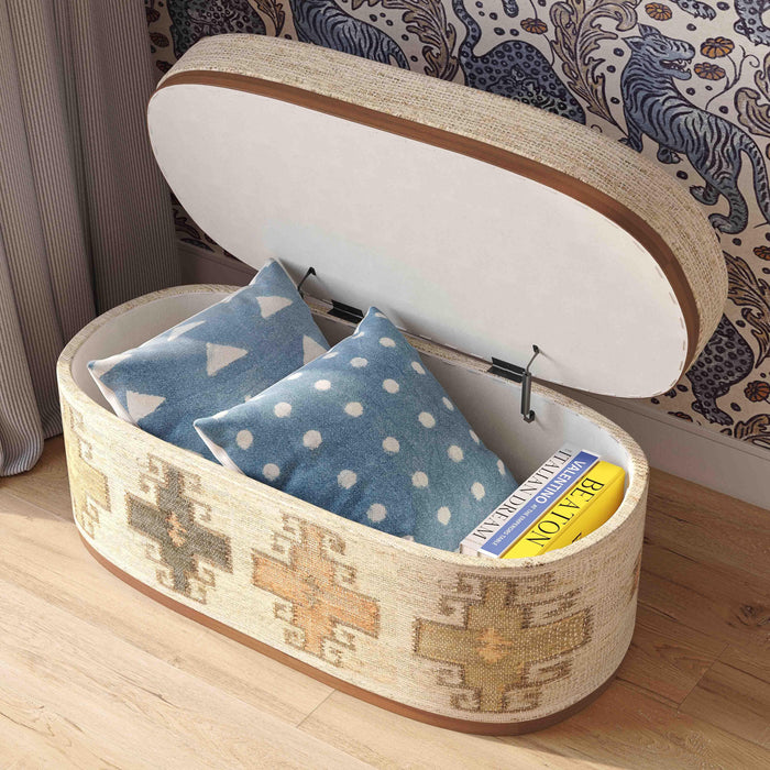 Olivier Cotton Oval Storage Ottoman