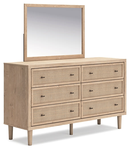 Cielden King Panel Bed with Mirrored Dresser