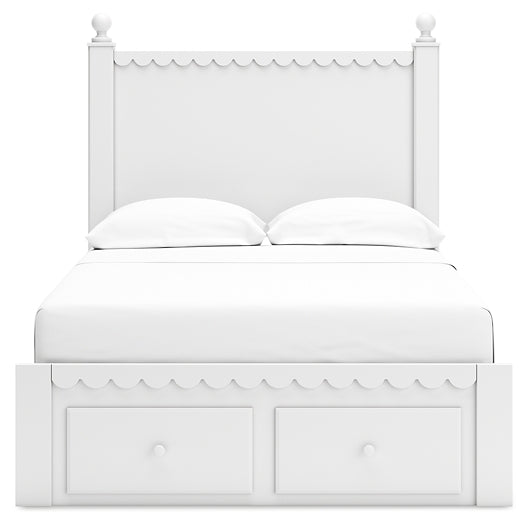 Mollviney Full Panel Storage Bed with Mirrored Dresser, Chest and 2 Nightstands