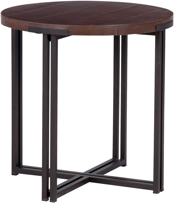 Round End Table w/ Dual Metal Base