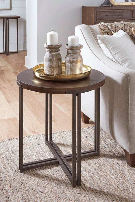 Round End Table w/ Dual Metal Base