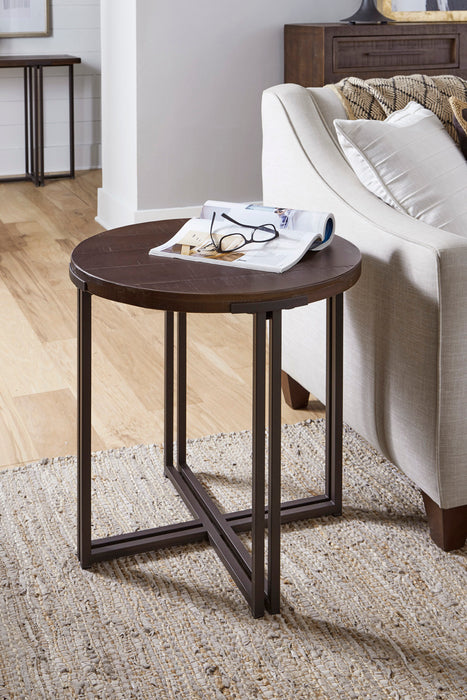 Round End Table w/ Dual Metal Base