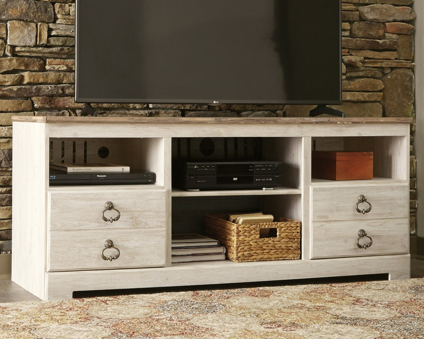 Willowton LG TV Stand w/Fireplace Option Factory Furniture Mattress & More - Online or In-Store at our Phillipsburg Location Serving Dayton, Eaton, and Greenville. Shop Now.