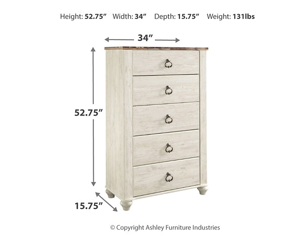 Willowton Queen Panel Bed with Mirrored Dresser, Chest and 2 Nightstands Factory Furniture Mattress & More - Online or In-Store at our Phillipsburg Location Serving Dayton, Eaton, and Greenville. Shop Now.