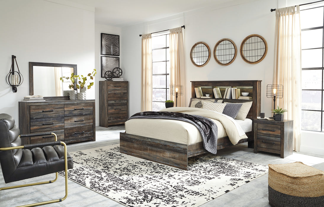 Drystan Queen Bookcase Bed with Mirrored Dresser, Chest and 2 Nightstands Factory Furniture Mattress & More - Online or In-Store at our Phillipsburg Location Serving Dayton, Eaton, and Greenville. Shop Now.