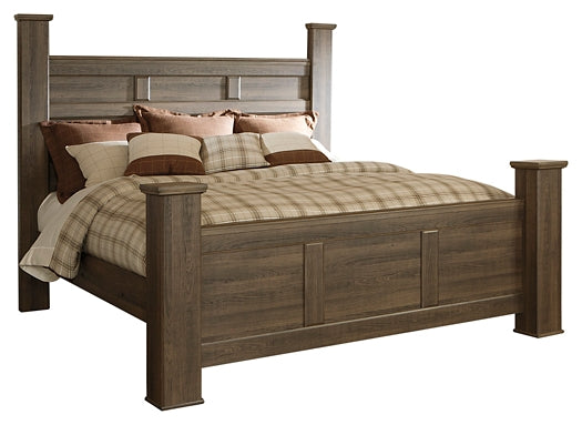 Juararo California King Poster Bed with Mirrored Dresser, Chest and 2 Nightstands Factory Furniture Mattress & More - Online or In-Store at our Phillipsburg Location Serving Dayton, Eaton, and Greenville. Shop Now.