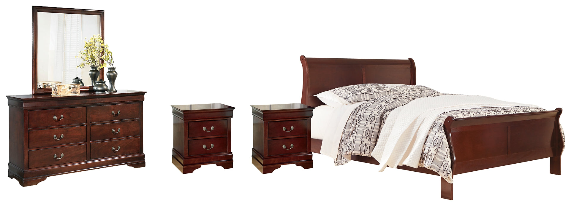 Alisdair King Sleigh Bed with Mirrored Dresser and 2 Nightstands Factory Furniture Mattress & More - Online or In-Store at our Phillipsburg Location Serving Dayton, Eaton, and Greenville. Shop Now.