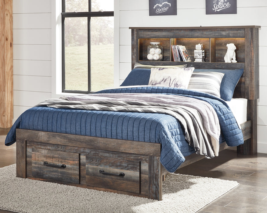 Drystan Full Bookcase Bed with 2 Storage Drawers with Mirrored Dresser, Chest and Nightstand Factory Furniture Mattress & More - Online or In-Store at our Phillipsburg Location Serving Dayton, Eaton, and Greenville. Shop Now.