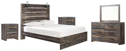 Drystan Queen Panel Bed with Mirrored Dresser and 2 Nightstands Factory Furniture Mattress & More - Online or In-Store at our Phillipsburg Location Serving Dayton, Eaton, and Greenville. Shop Now.