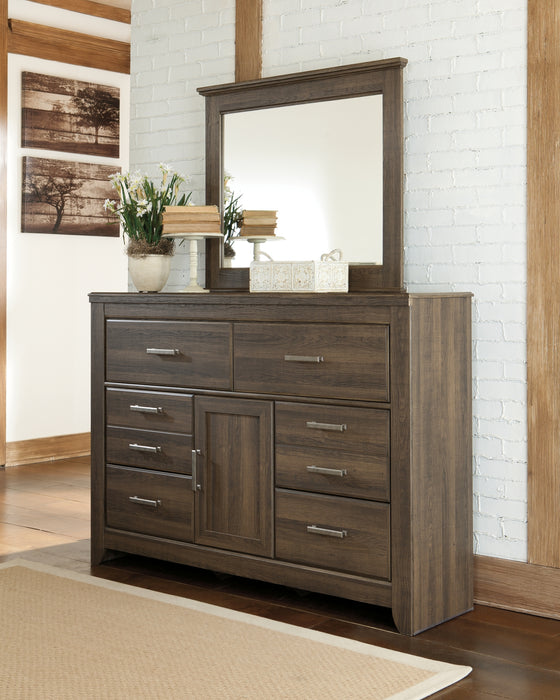 Juararo King Panel Bed with Mirrored Dresser and 2 Nightstands Factory Furniture Mattress & More - Online or In-Store at our Phillipsburg Location Serving Dayton, Eaton, and Greenville. Shop Now.