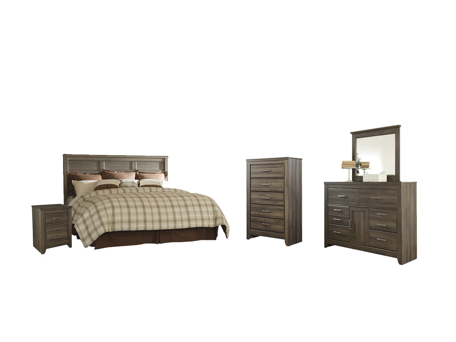 Juararo King/California King Panel Headboard with Mirrored Dresser, Chest and Nightstand Factory Furniture Mattress & More - Online or In-Store at our Phillipsburg Location Serving Dayton, Eaton, and Greenville. Shop Now.