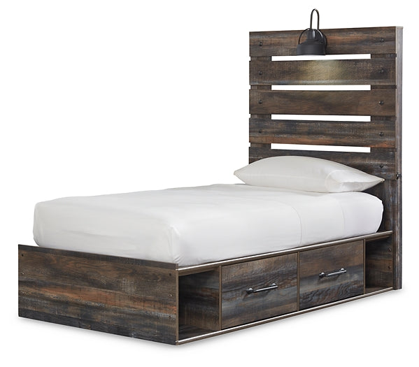 Drystan Twin Panel Bed with 4 Storage Drawers with Mirrored Dresser, Chest and 2 Nightstands Factory Furniture Mattress & More - Online or In-Store at our Phillipsburg Location Serving Dayton, Eaton, and Greenville. Shop Now.