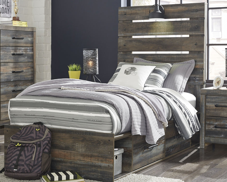Drystan Twin Panel Bed with 4 Storage Drawers with Mirrored Dresser and Chest Factory Furniture Mattress & More - Online or In-Store at our Phillipsburg Location Serving Dayton, Eaton, and Greenville. Shop Now.