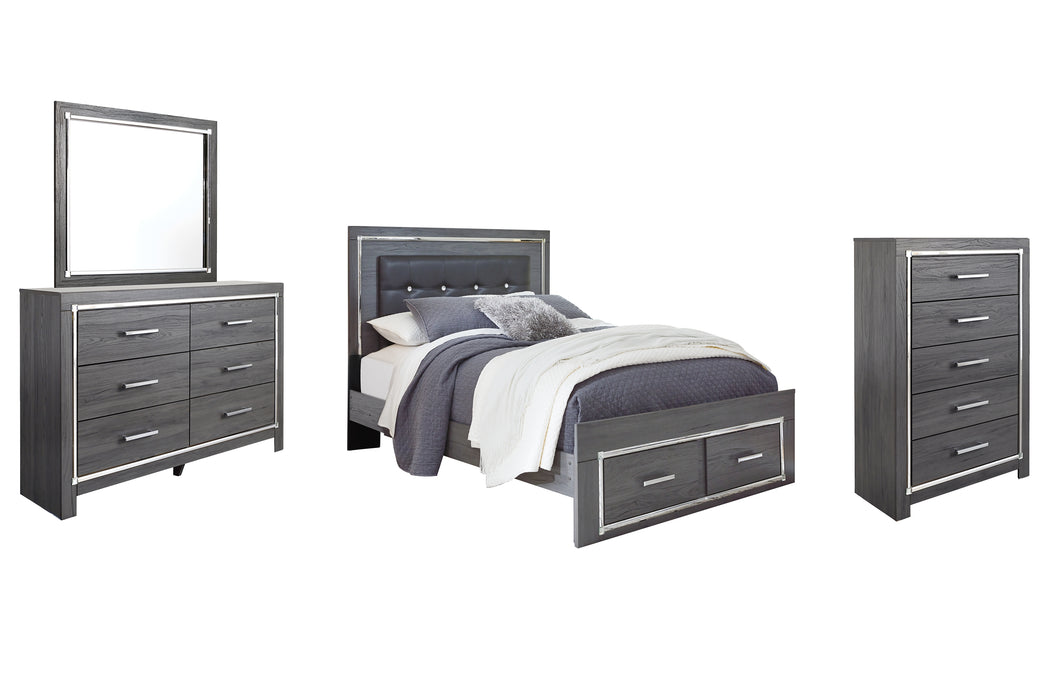 Lodanna Queen Panel Bed with 2 Storage Drawers with Mirrored Dresser and 2 Nightstands Factory Furniture Mattress & More - Online or In-Store at our Phillipsburg Location Serving Dayton, Eaton, and Greenville. Shop Now.