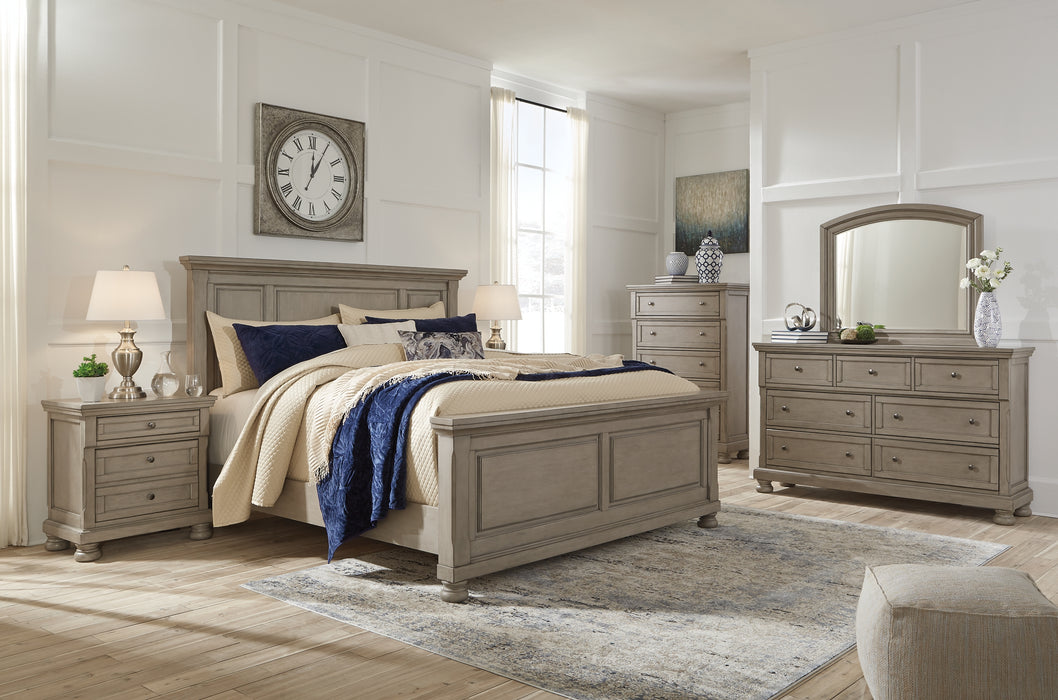 Lettner California King Panel Bed with Mirrored Dresser, Chest and 2 Nightstands Factory Furniture Mattress & More - Online or In-Store at our Phillipsburg Location Serving Dayton, Eaton, and Greenville. Shop Now.